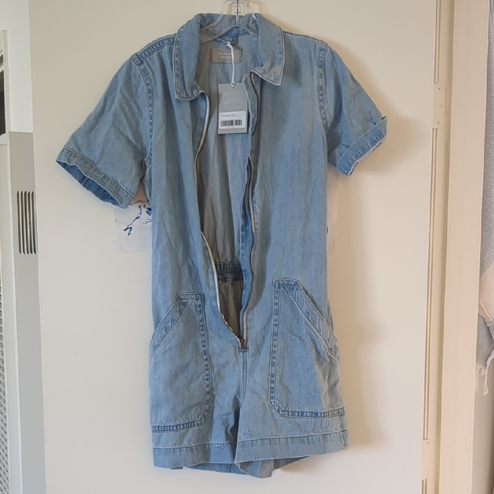 Everlane Light Blue Denim Shorts Romper